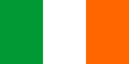 The national flag of Ireland: green, white and orange.